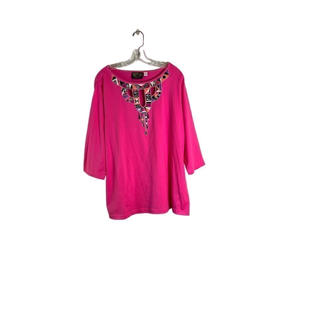 Bob Mackie's Women's Wearable Art Embroidered Cut-Out Pullover Top Size 1X**